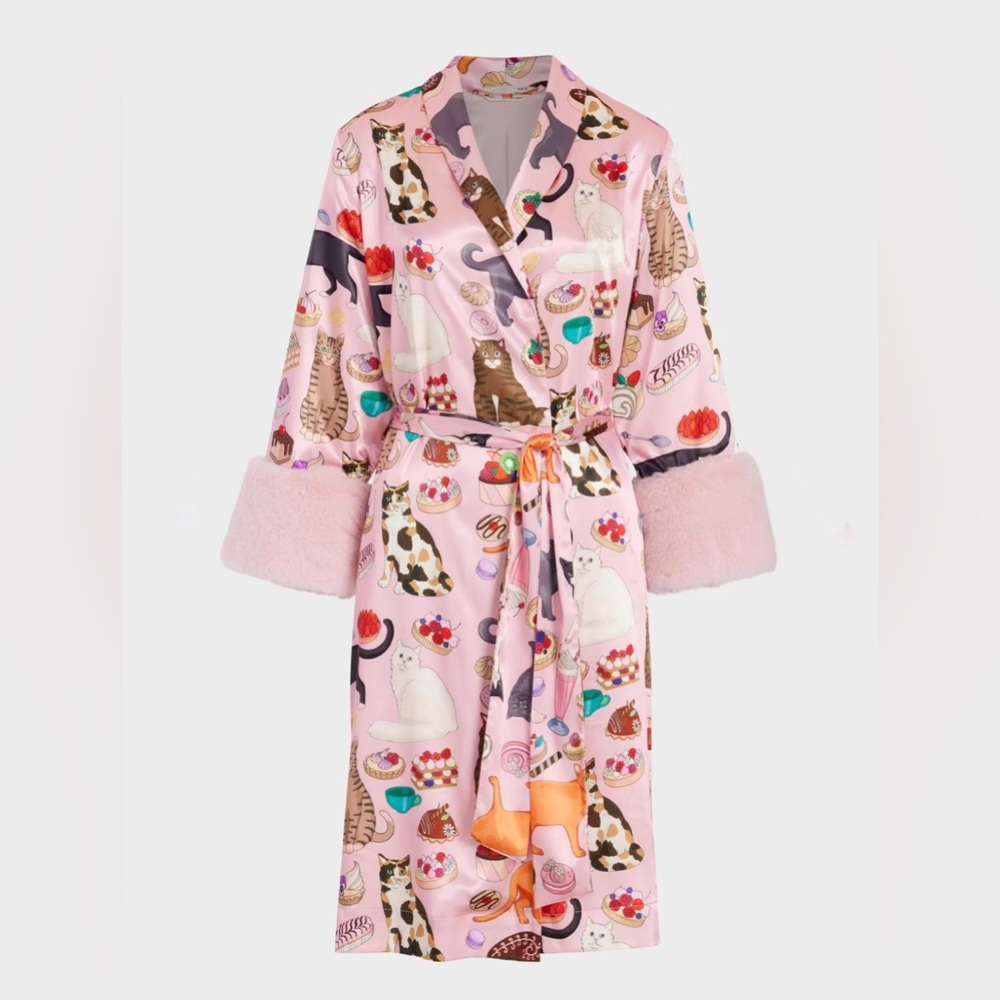 BNWT GORGEOUS Dessert Cats Karen Mabon X Peter Alexander Robe XS/S - Picture 2 of 4